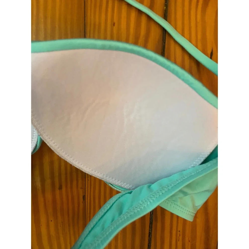 Mossimo Turquoise Blue Twist Front Bandeau Bikini Top Removable‎ Strap Large